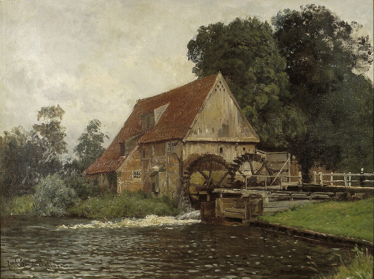Watermill in Lage, Germany by Julius van de Sande Bakhuyzen