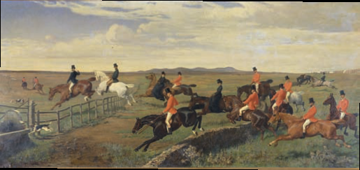 Fox hunting in the Roman countryside by Julius von Blaas