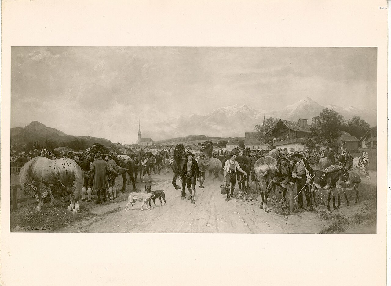 Market of horses by Julius von Blaas