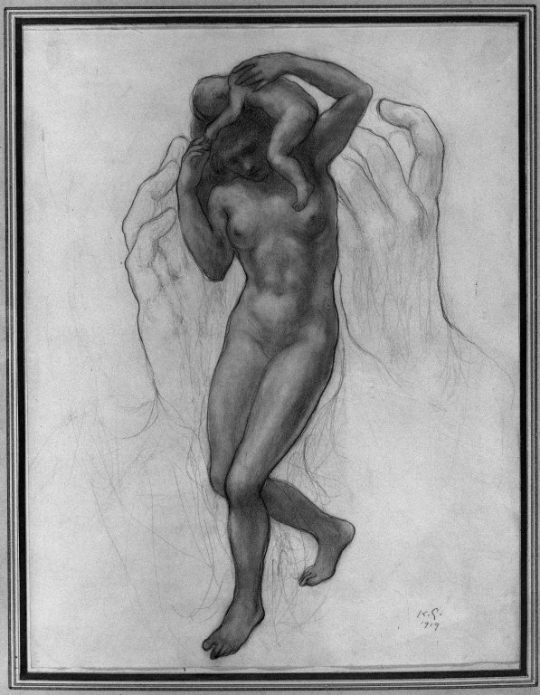 Hands, Female, Nude, Baby by Kahlil Gibran