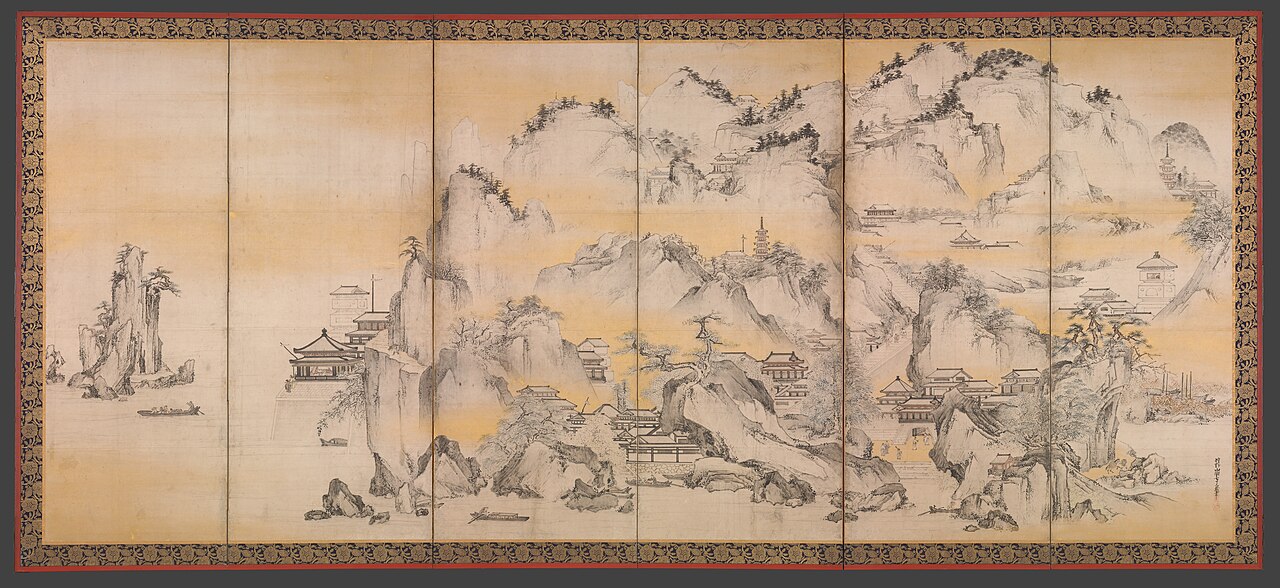 Jinshan Island and West Lake by Kanō Sanraku