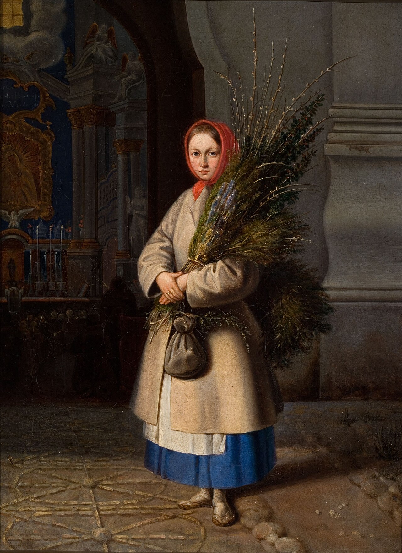 Lithuanian girl with Palm Sunday Fronds by Kanuty Rusiecki