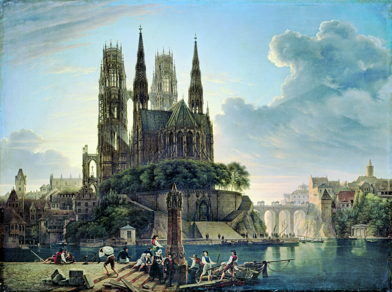 Gothic Cathedral by the Water by Karl Friedrich Schinkel