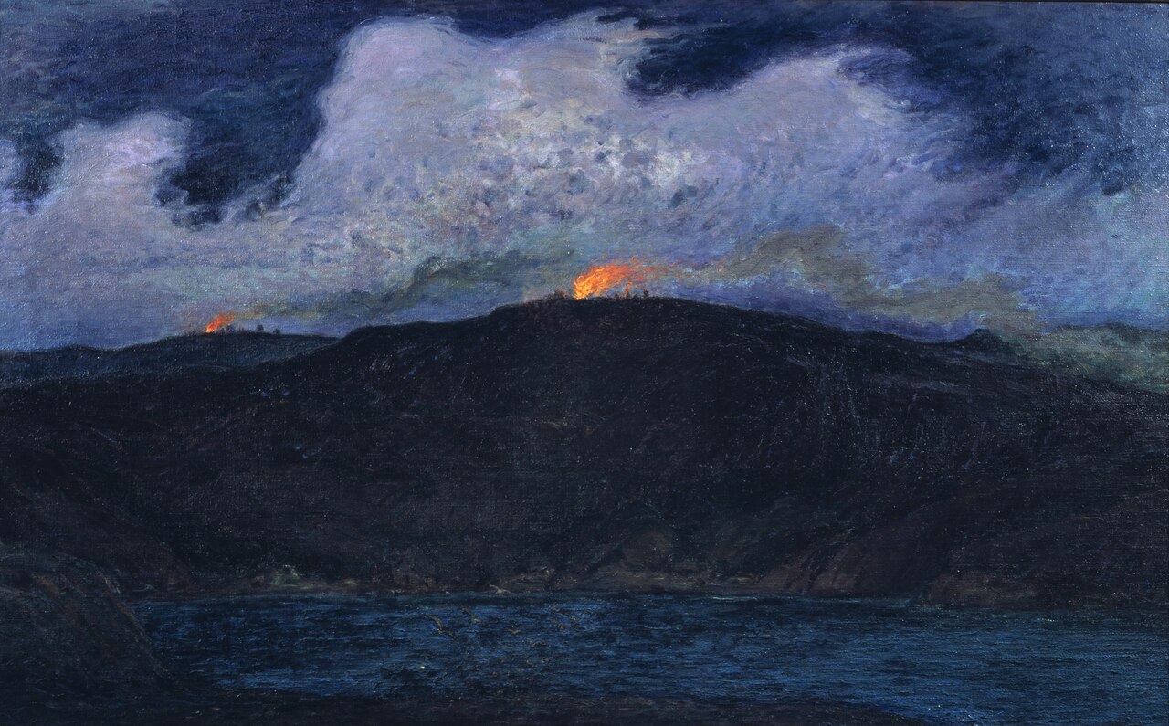 Midsummer Bonfires in Stormy Weather by Karl Nordström