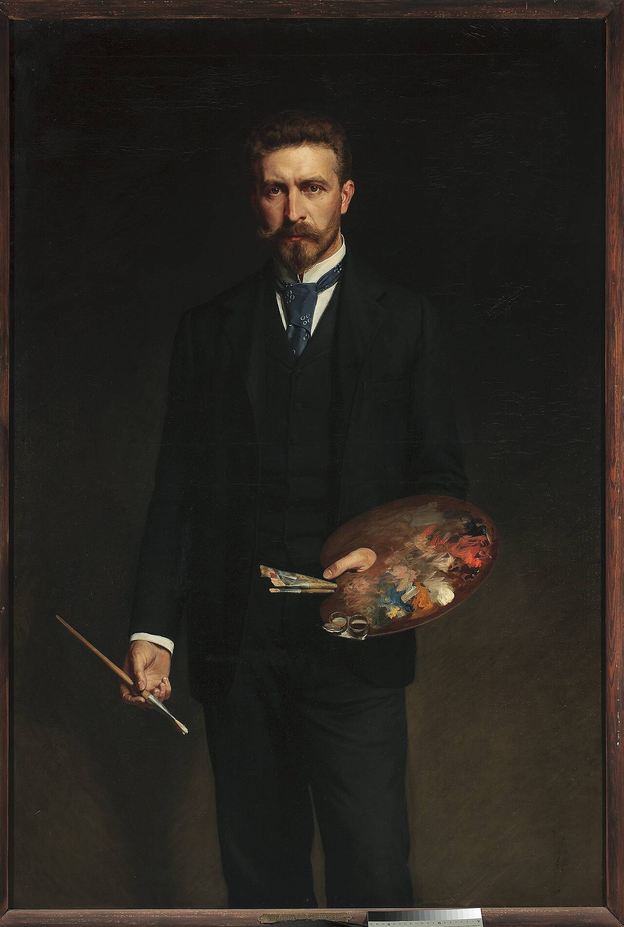 Self-portrait with palette by Kazimierz Pochwalski