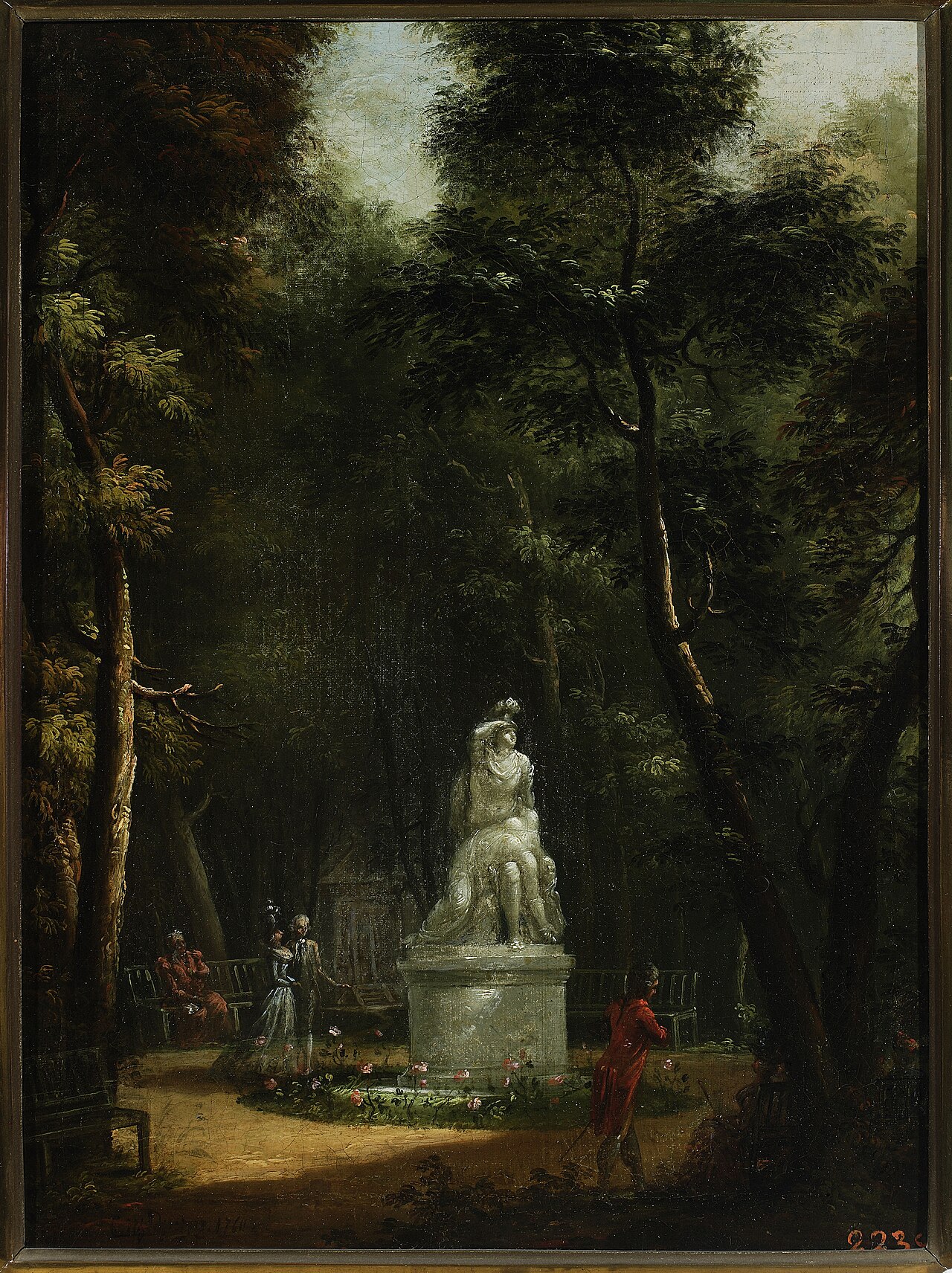 Royal Baths Park with a statue of Tancred and Clorinda. by Kazimierz Wojniakowski