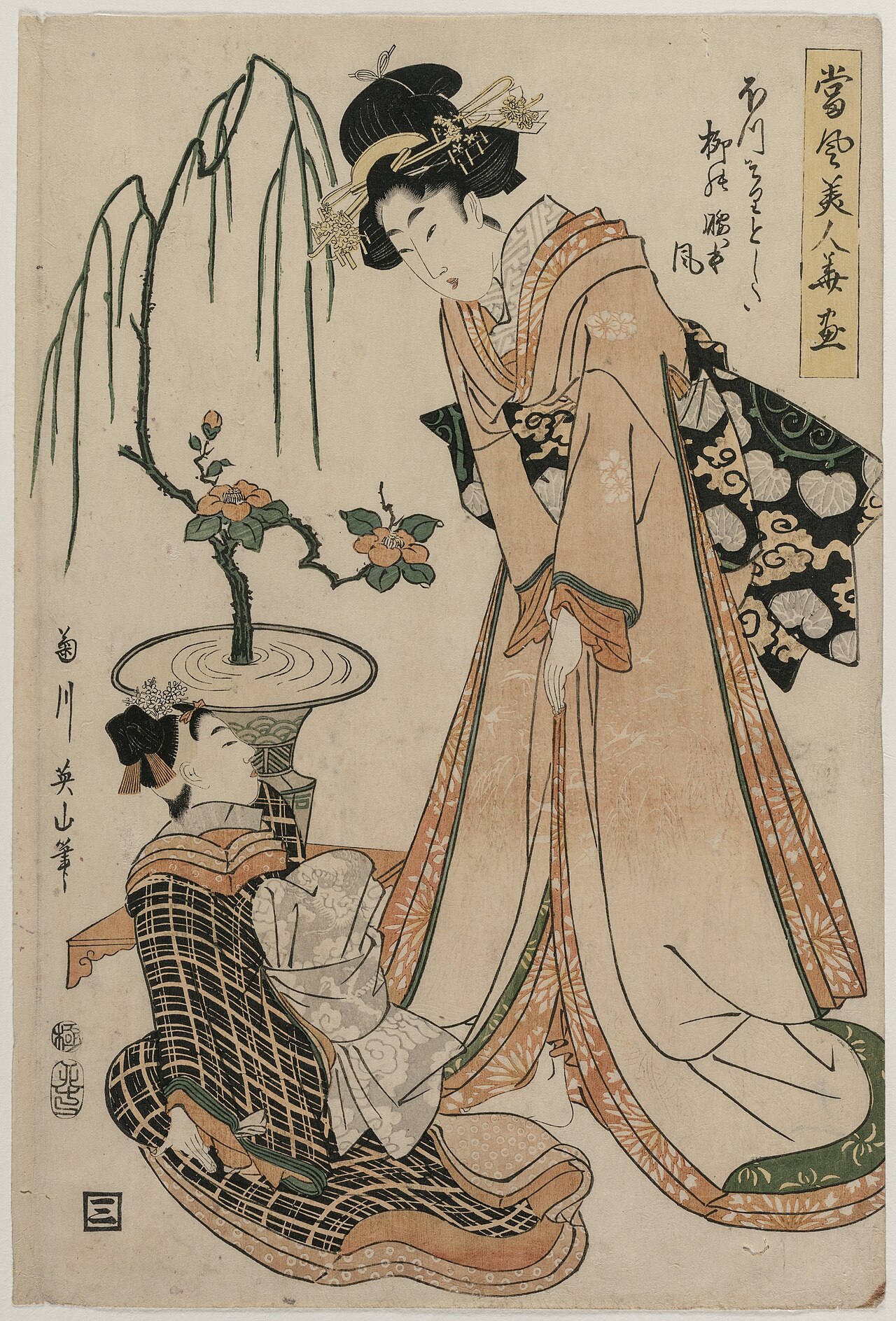 Flowers and Modern Beauties by Kikukawa Eizan