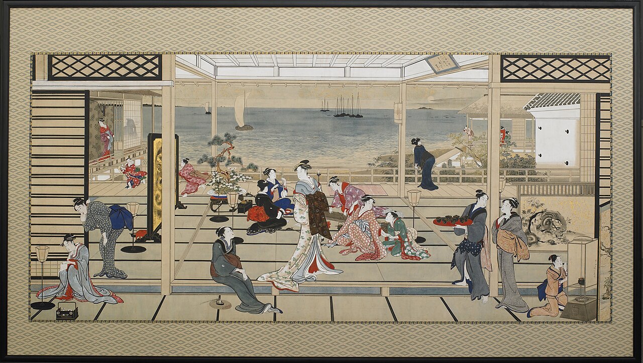 Shinagawa no Tsuki, Yoshiwara no Hana, and Fukagawa no Yuki by Kitagawa Utamaro