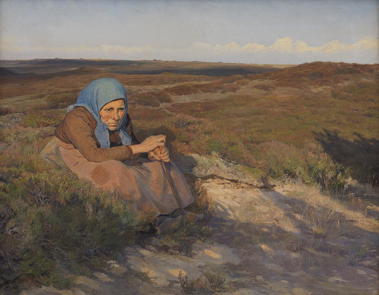 En gammel kone "Bette Dorte" på heden by Knud Larsen