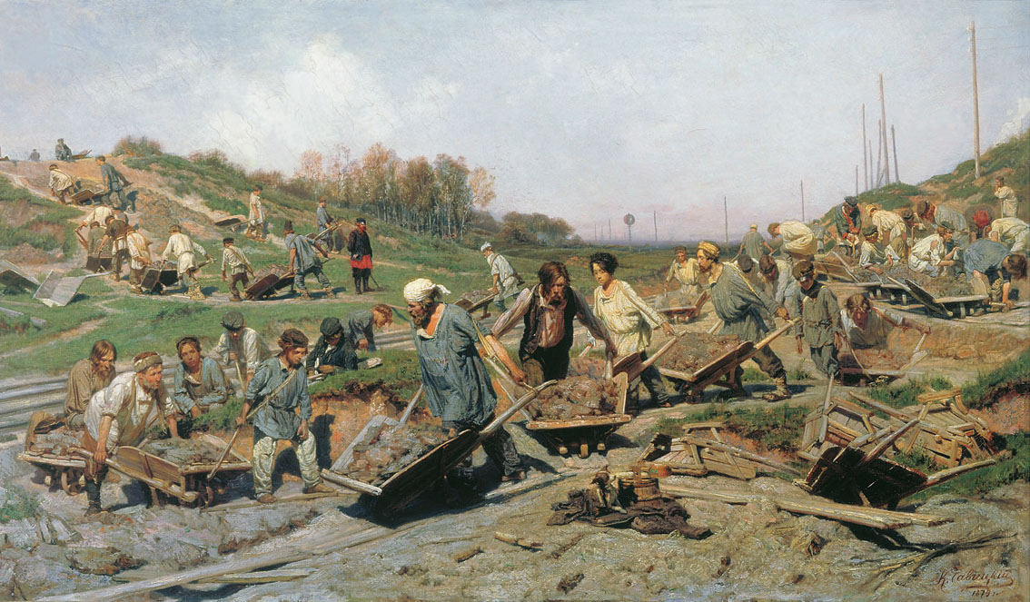 Repair work on the railway by Konstantin Savitsky