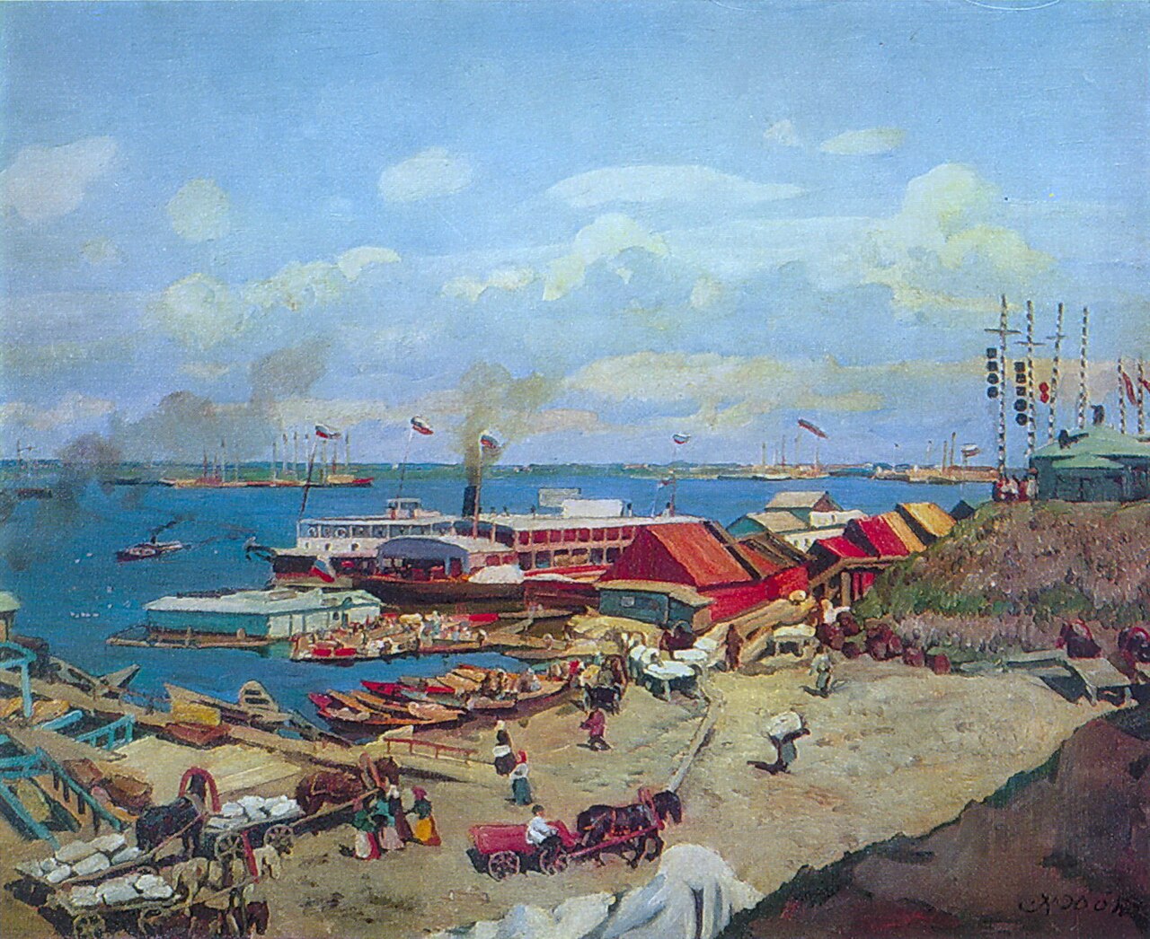 The Volga docks by Konstantin Yuon