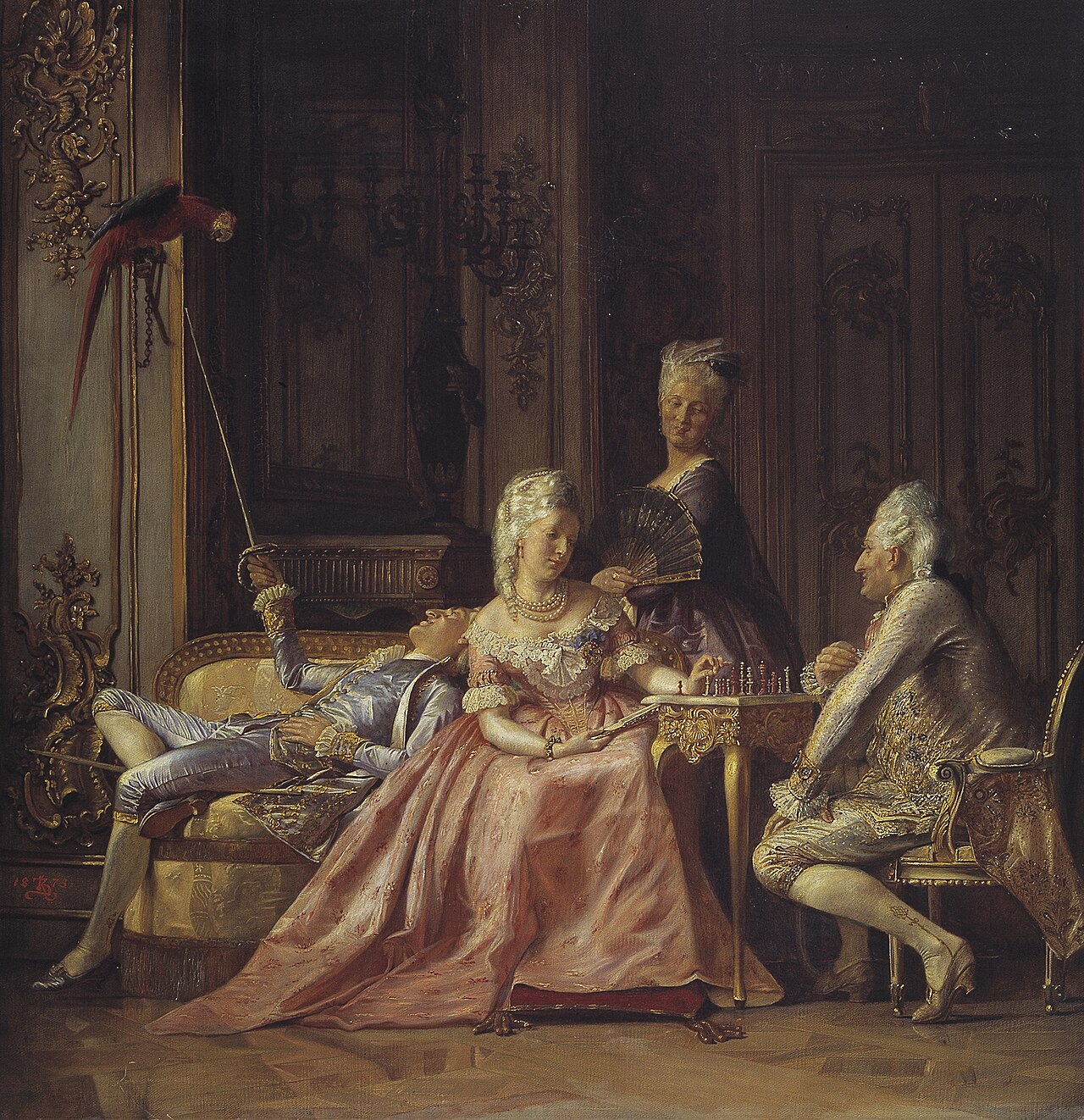 A scenery from the court of King Christian VII of Denmark by Kristian Zahrtmann