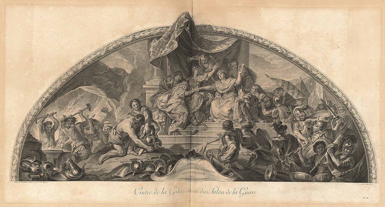 Alliance de l'Allemagne et de l'Espagne avec la Hollande 1672 Cintre de la Gallerie du côté du Salon de la Guerre (Alliance of Germany and Spain with Holland 1672, Center of the Gallery next to the Salon of War) [pl. 31] by Laurent Cars