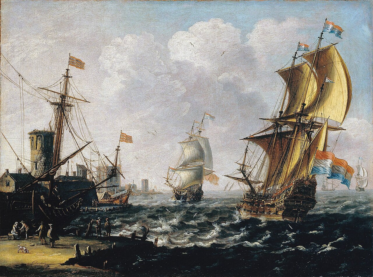 Dutch Levanters in a Rough Sea by Laureys a Castro