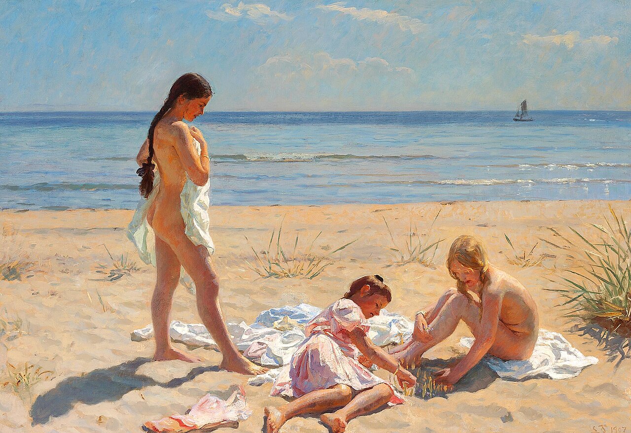 Summer day at the beach of Skagen by Laurits Tuxen