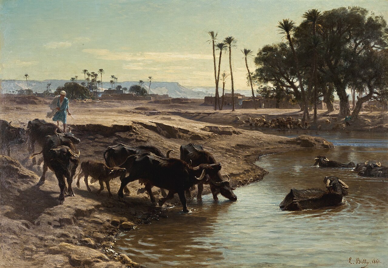 Buffaloes Bathing in the Nile by Léon Belly