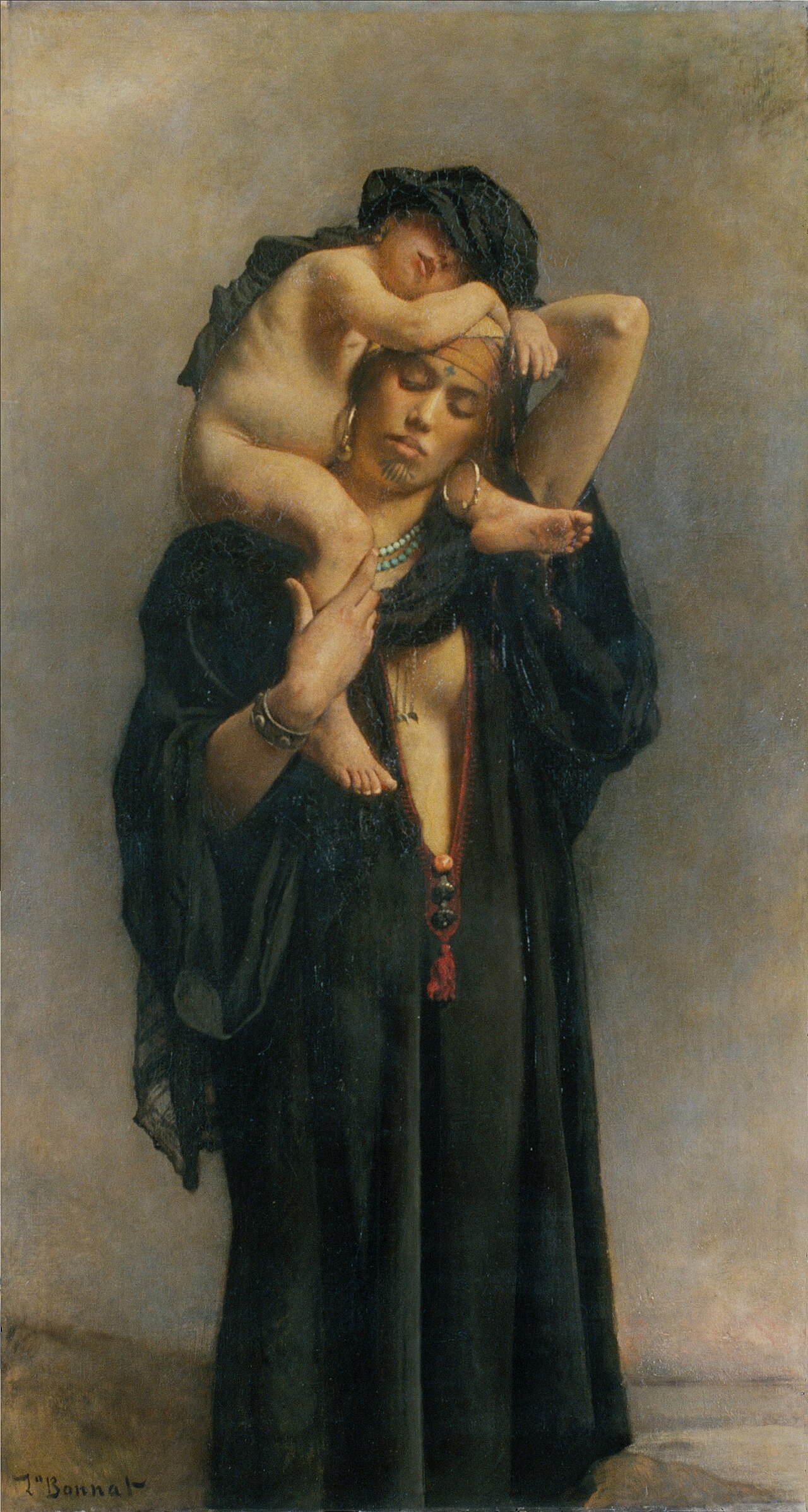 An Egyptian Peasant Woman and Her Child by Léon Bonnat