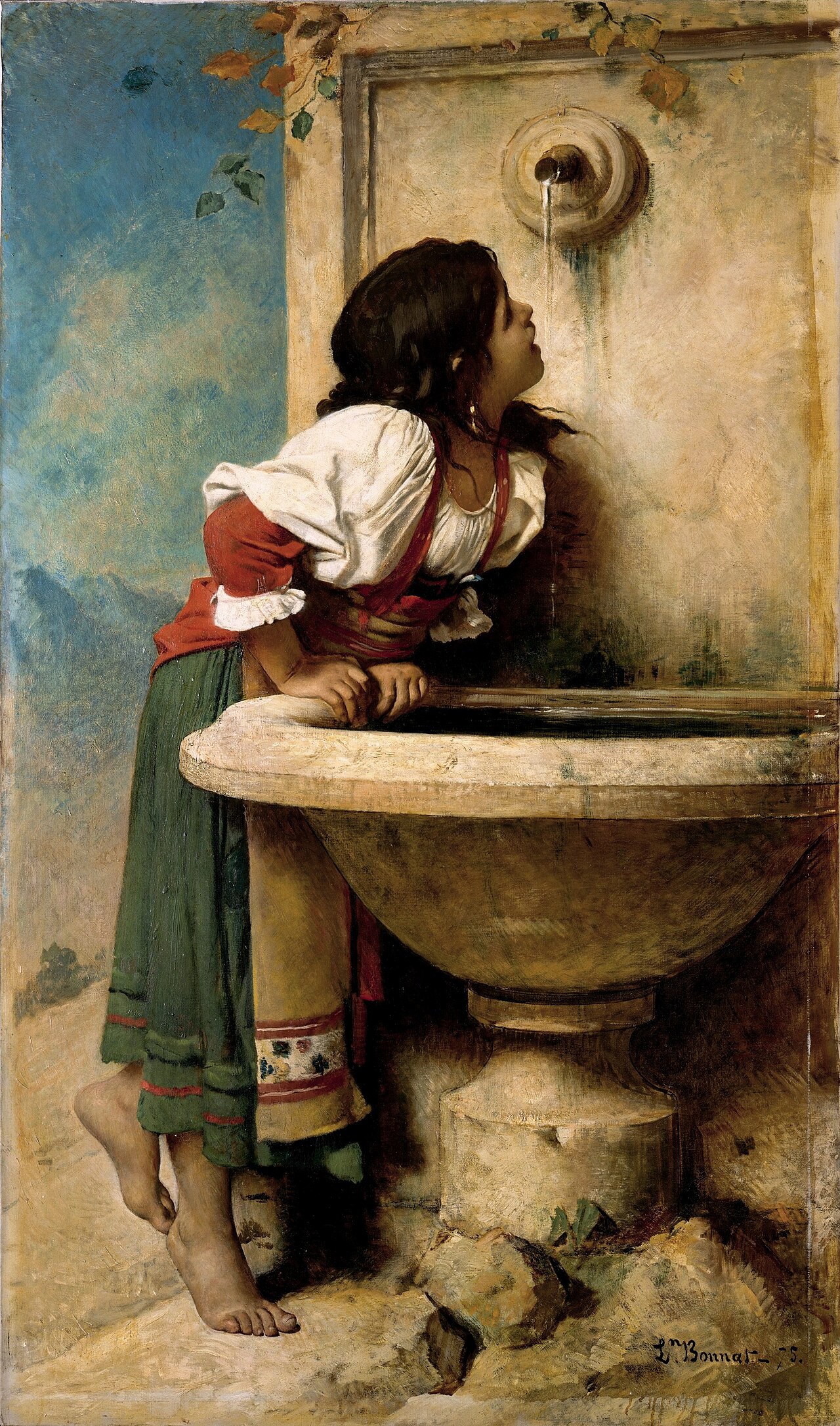 Roman Girl at a Fountain by Léon Bonnat