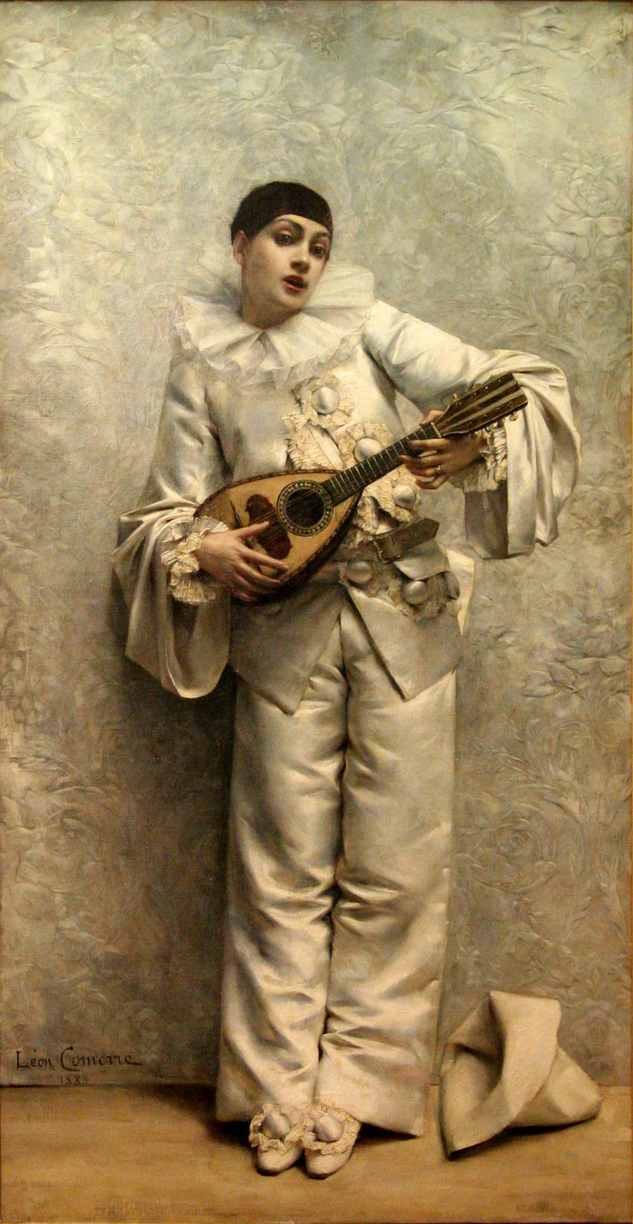 Pierrot playing the mandolin by Léon Comerre