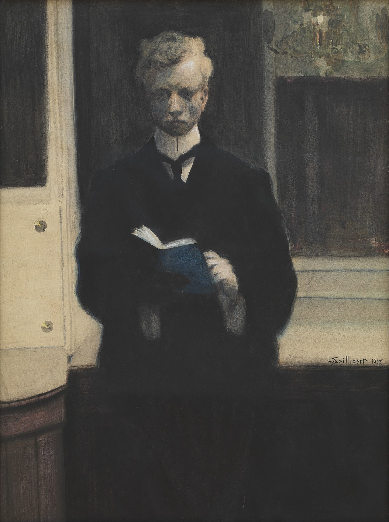 Self-portrait with a Blue Sketchbook by Léon Spilliaert