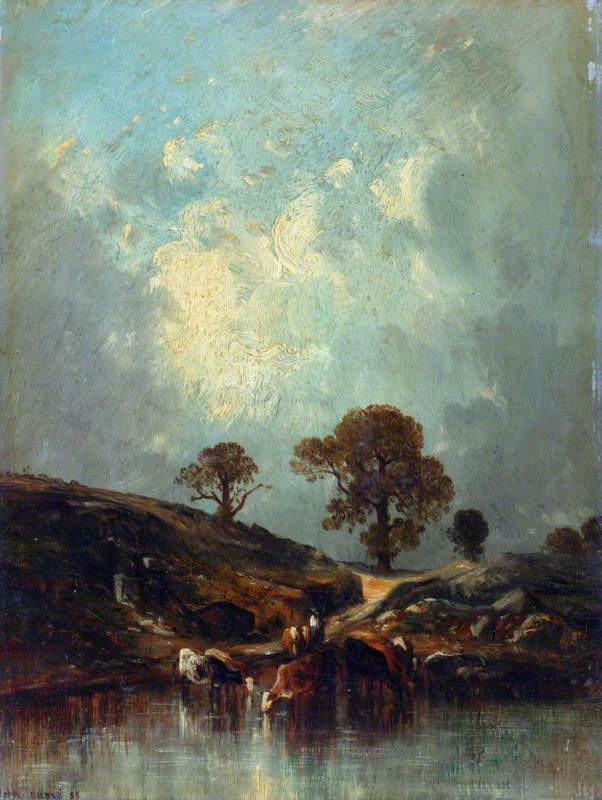 Cows Drinking by Léon-Victor Dupré