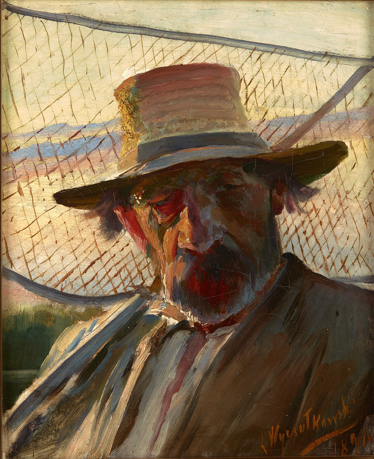 Fisherman with a Net by Leon Wyczółkowski