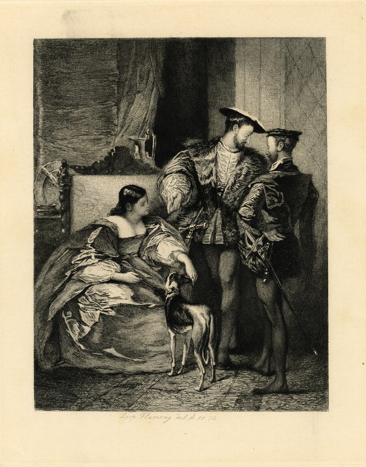 Francois I and the Duchess d'Etampes by Léopold Flameng