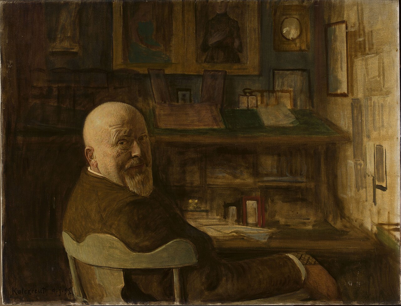 A man at a desk by Leopold Graf von Kalckreuth
