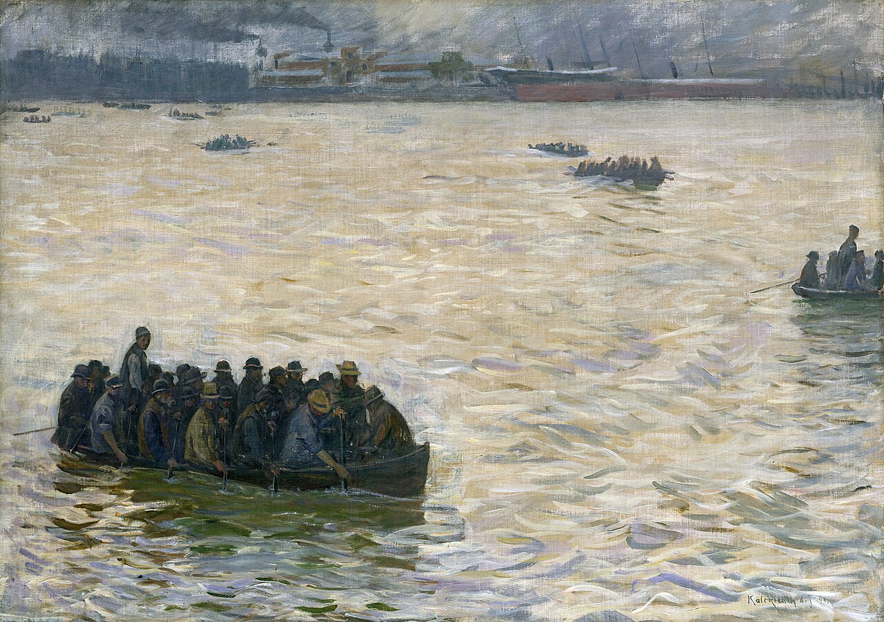 Dockers Returning Home on the River Elbe by Leopold Graf von Kalckreuth