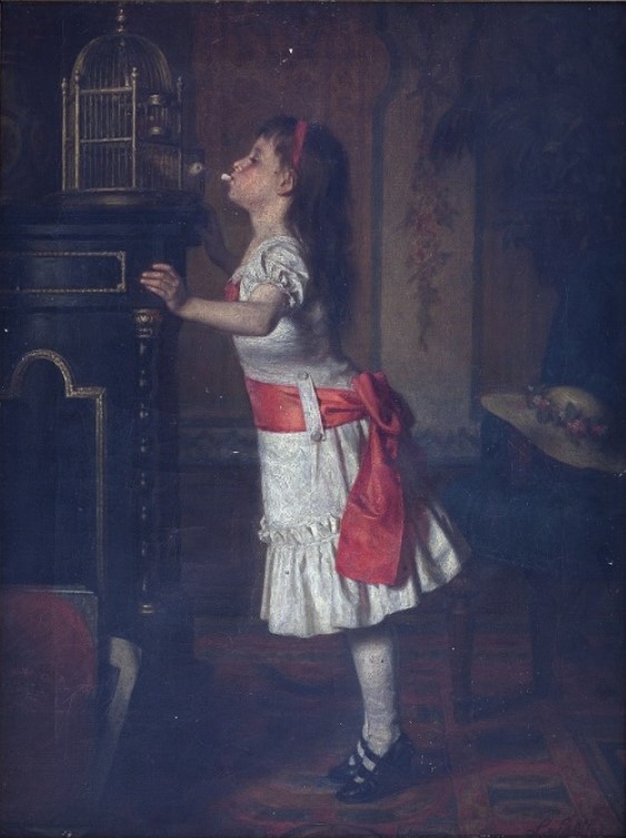 Girl with canary by Leopold Loeffler