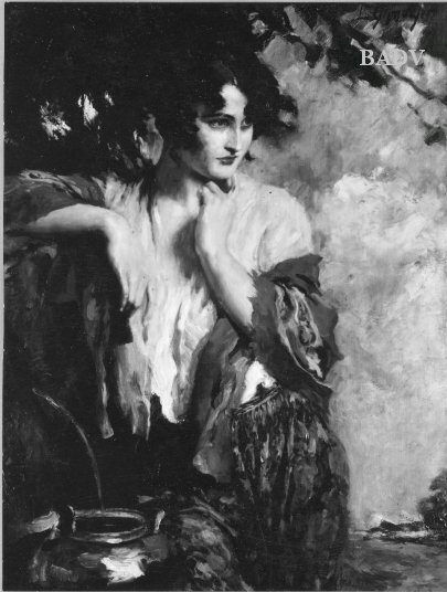 girl near spring by Leopold Schmutzler