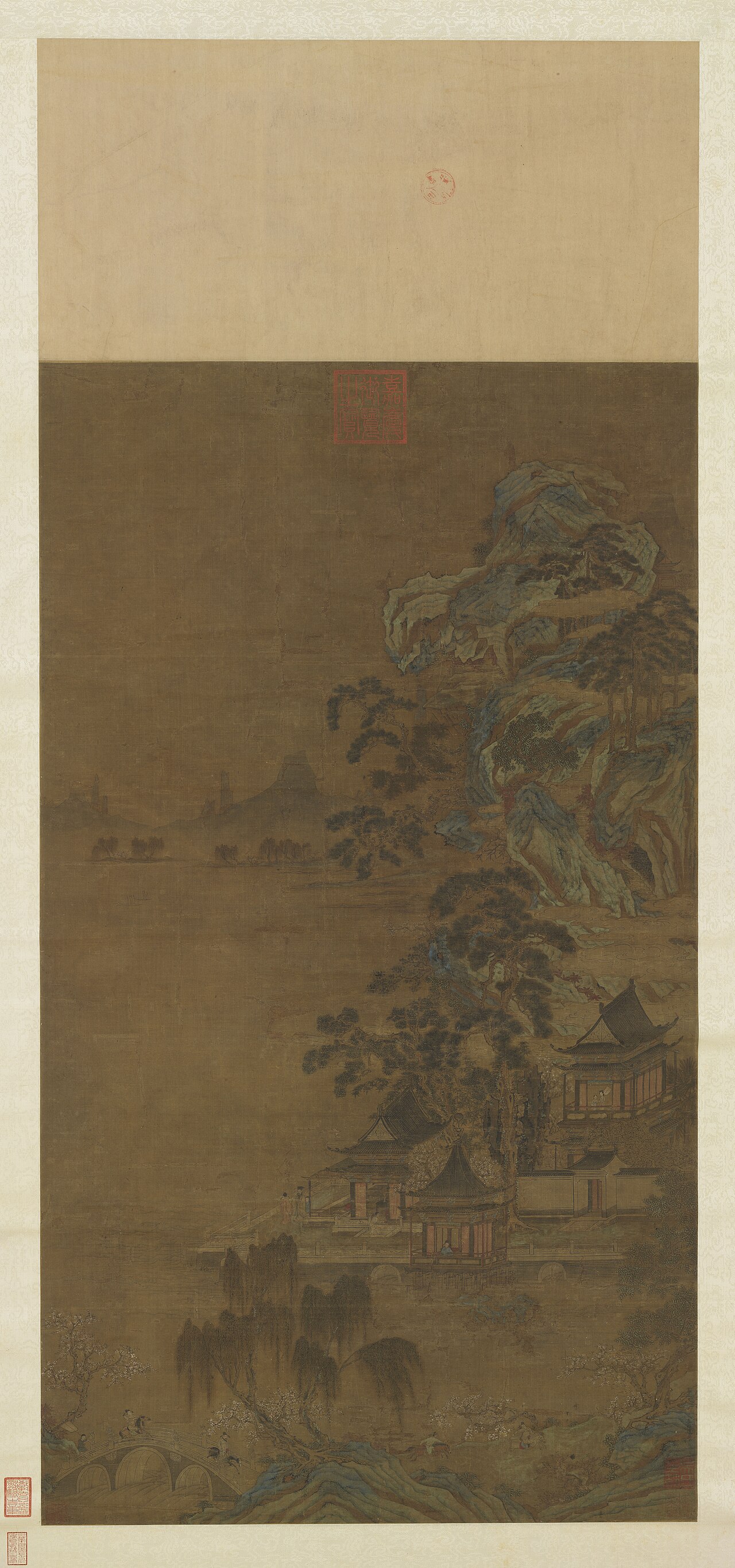Riding to a Lakeside Pavilion by Li Zhaodao