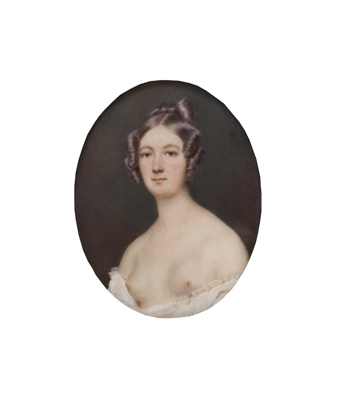Unknown woman with bared breasts by Lizinska de Mirbel