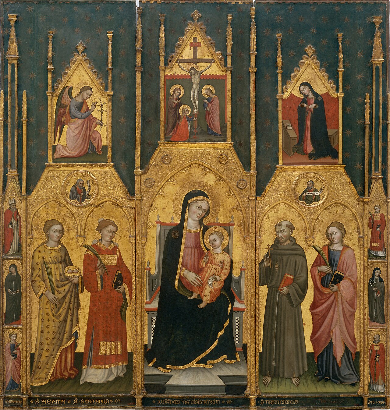 Altarpiece of the Virgin with Saints Agatha, Stephen, Francis and a Martyr Saint by Lo Spagna
