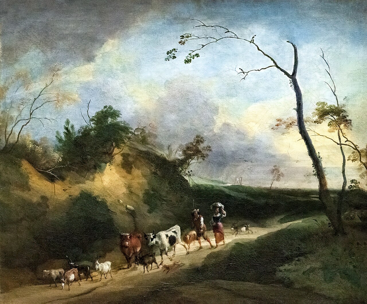 Landscape with figures and animals by Lodewijk de Vadder