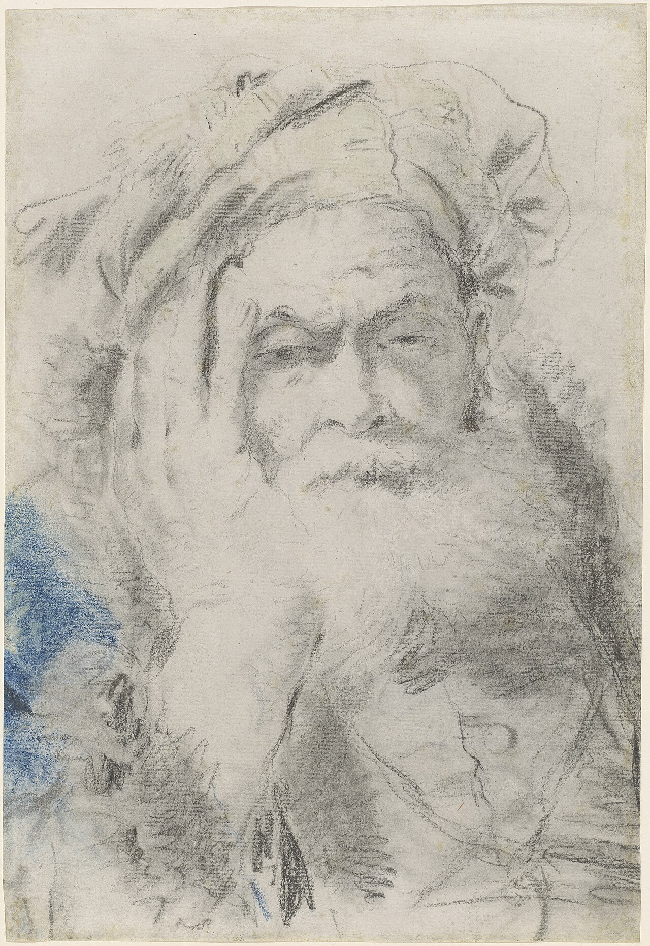 A Bearded Old Man Leaning His Head on His Hand by Lorenzo Baldissera Tiepolo