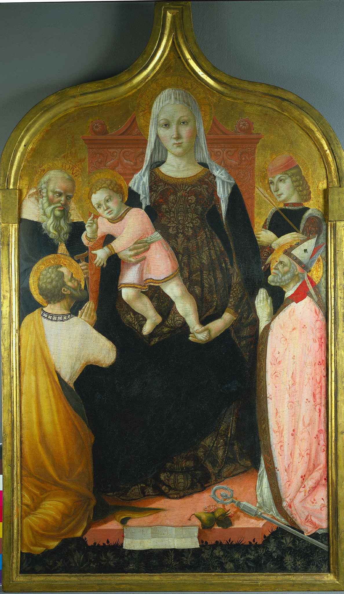 Virgin and Child, with Saints Anthony Abbott, Mark, Severino, and Sebastian by Lorenzo d'Alessandro
