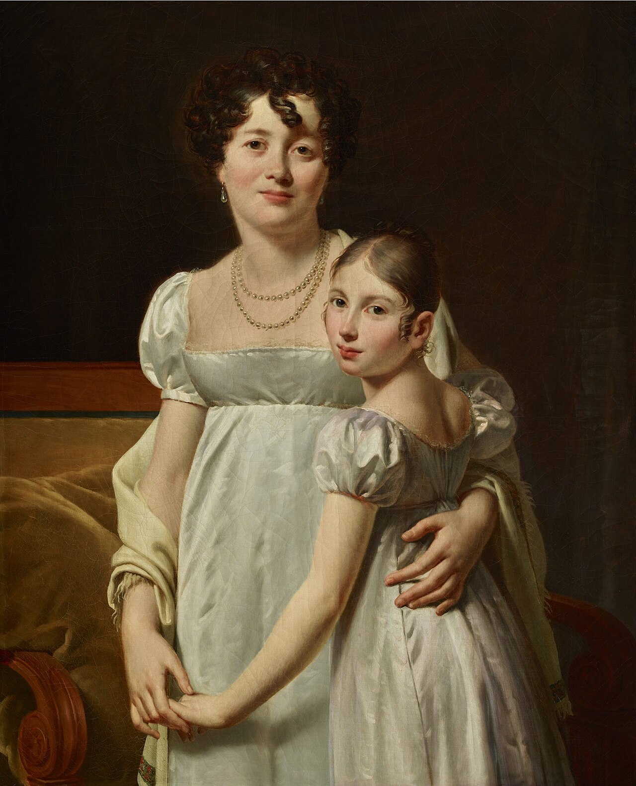 Portrait of a mother and her daughter by Louis-André-Gabriel Bouchet