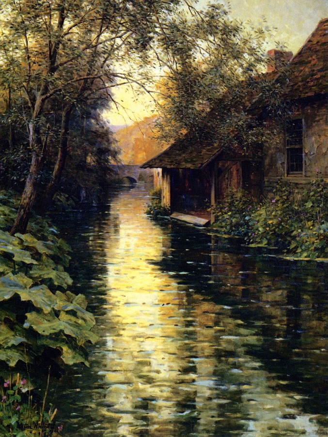 Boathouse on a Stream by Louis Aston Knight