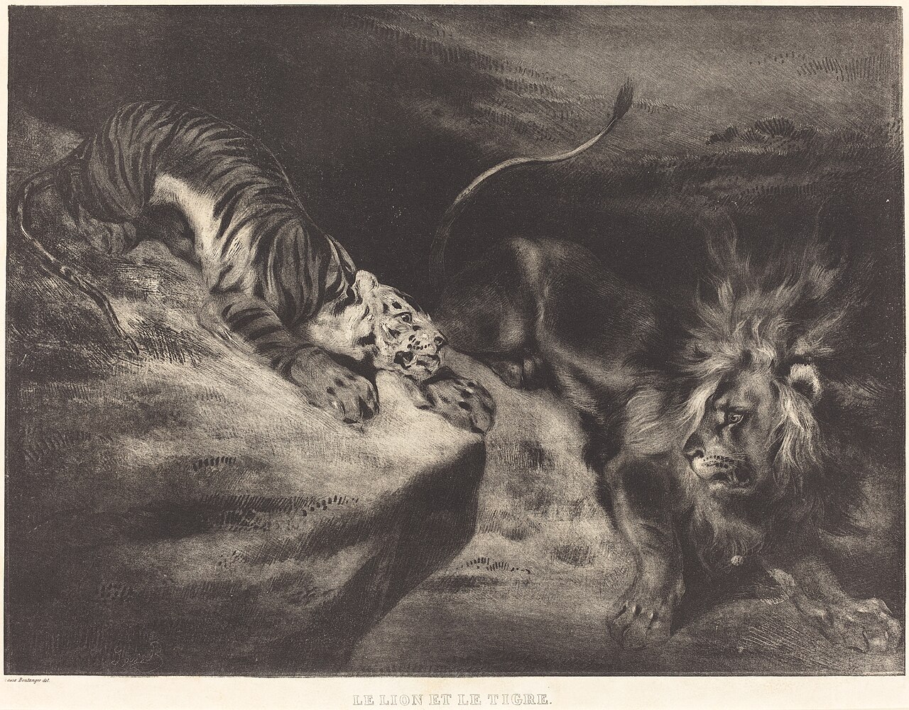 Le Lion et le tigre by Louis Boulanger