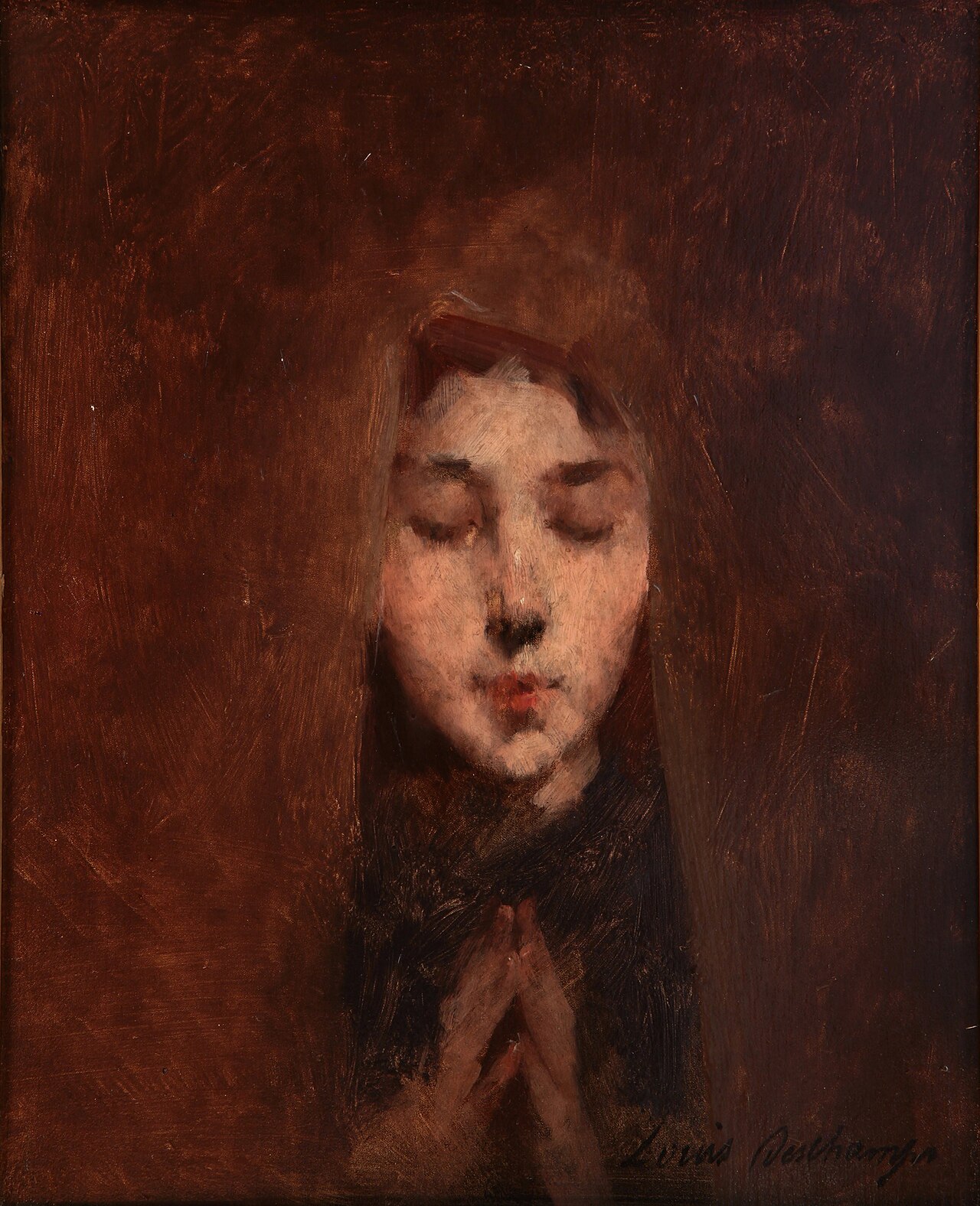 Young man praying by Louis Deschamps