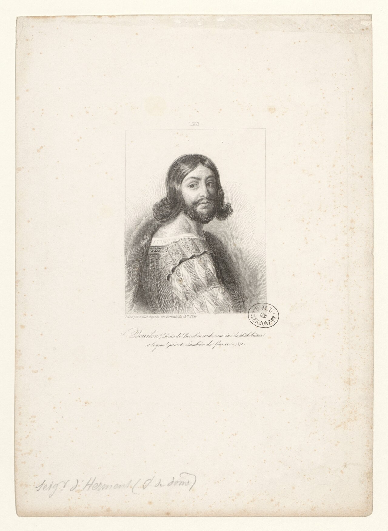Bourbon (Louis de Bourbon 1er du nom duc de) dit le boiteux et le grand, pair et chambrier de France + 1341 BOYER 401 by Louis-Félix Amiel