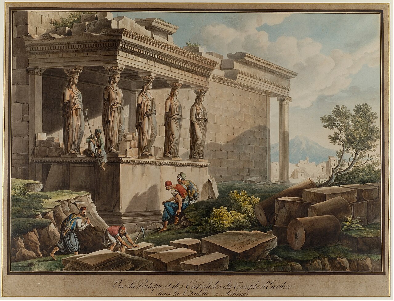 The Porch of the Caryatids on the Erectheion by Louis-François Cassas