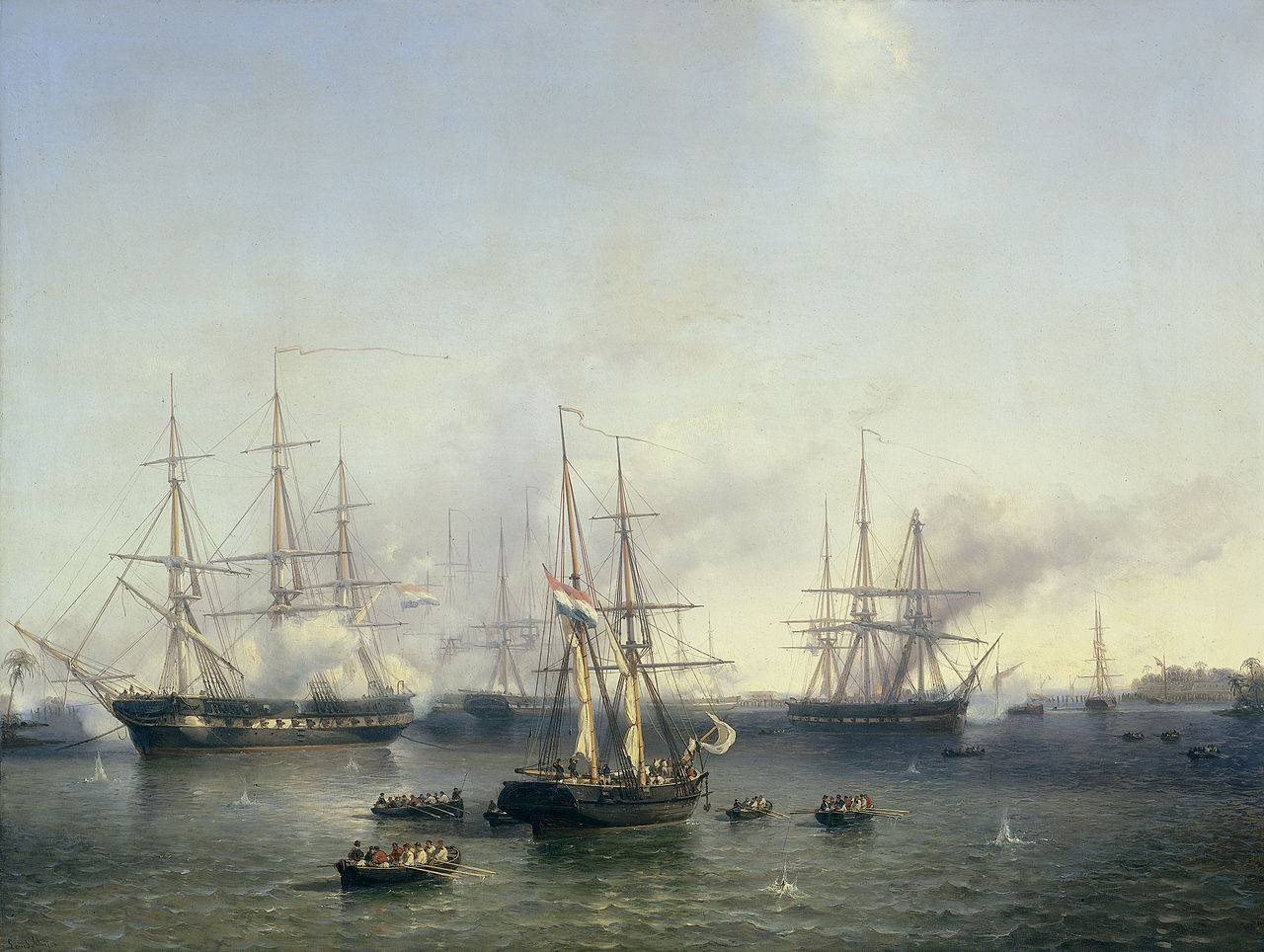 Conquest of Palembang, Sumatra in Indonesia, by Lieutenant-General Baron de Kock, June 24, 1821 by Louis Meijer