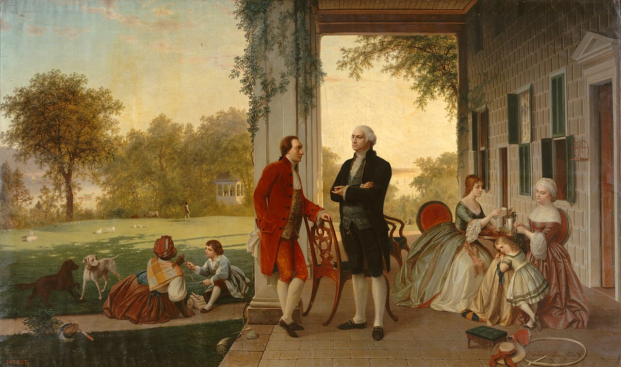Washington and Lafayette at Mount Vernon, 1784 (The Home of Washington after the War) by Louis Rémy Mignot