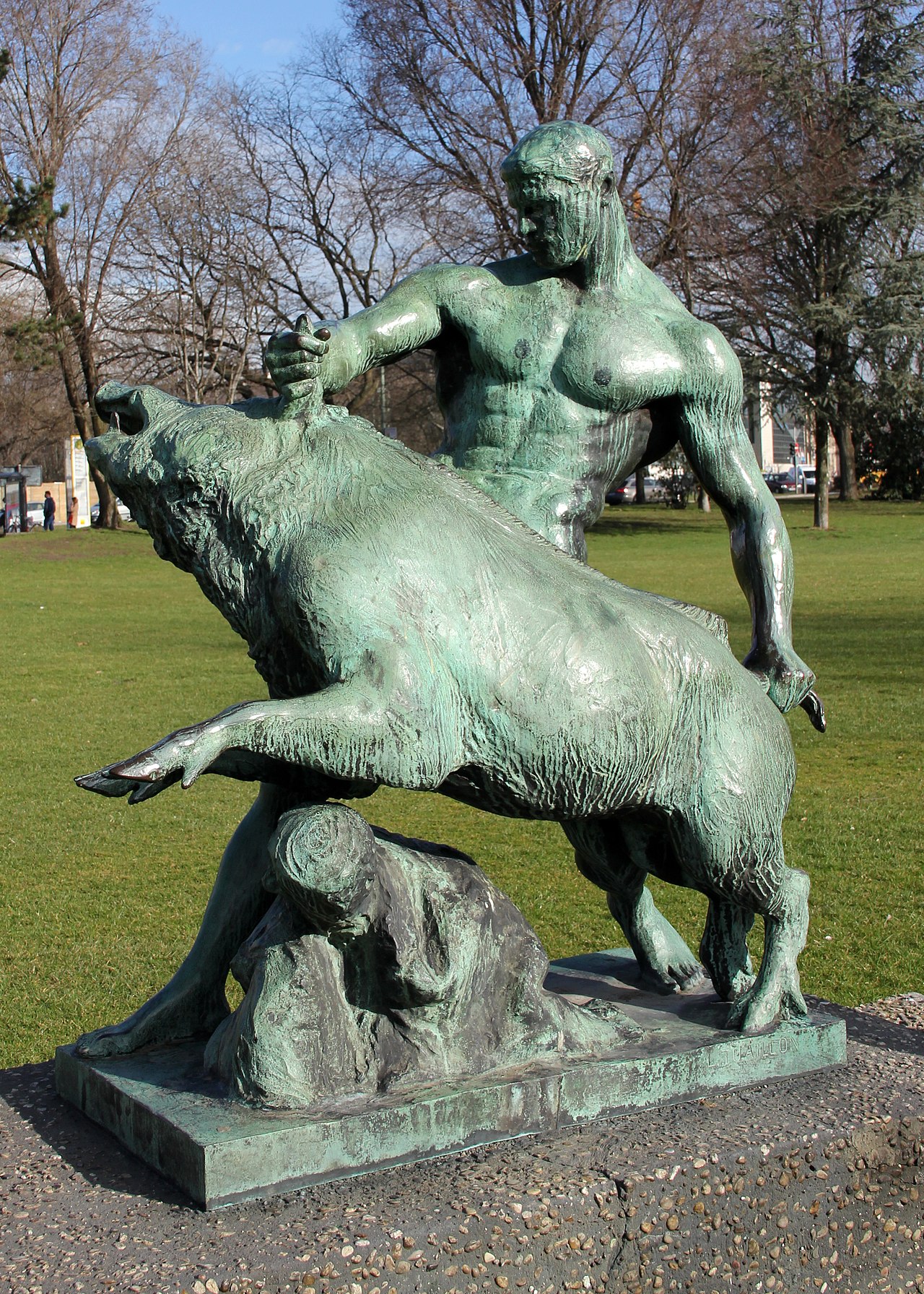Hercules and the Erymanthian Boar by Louis Tuaillon