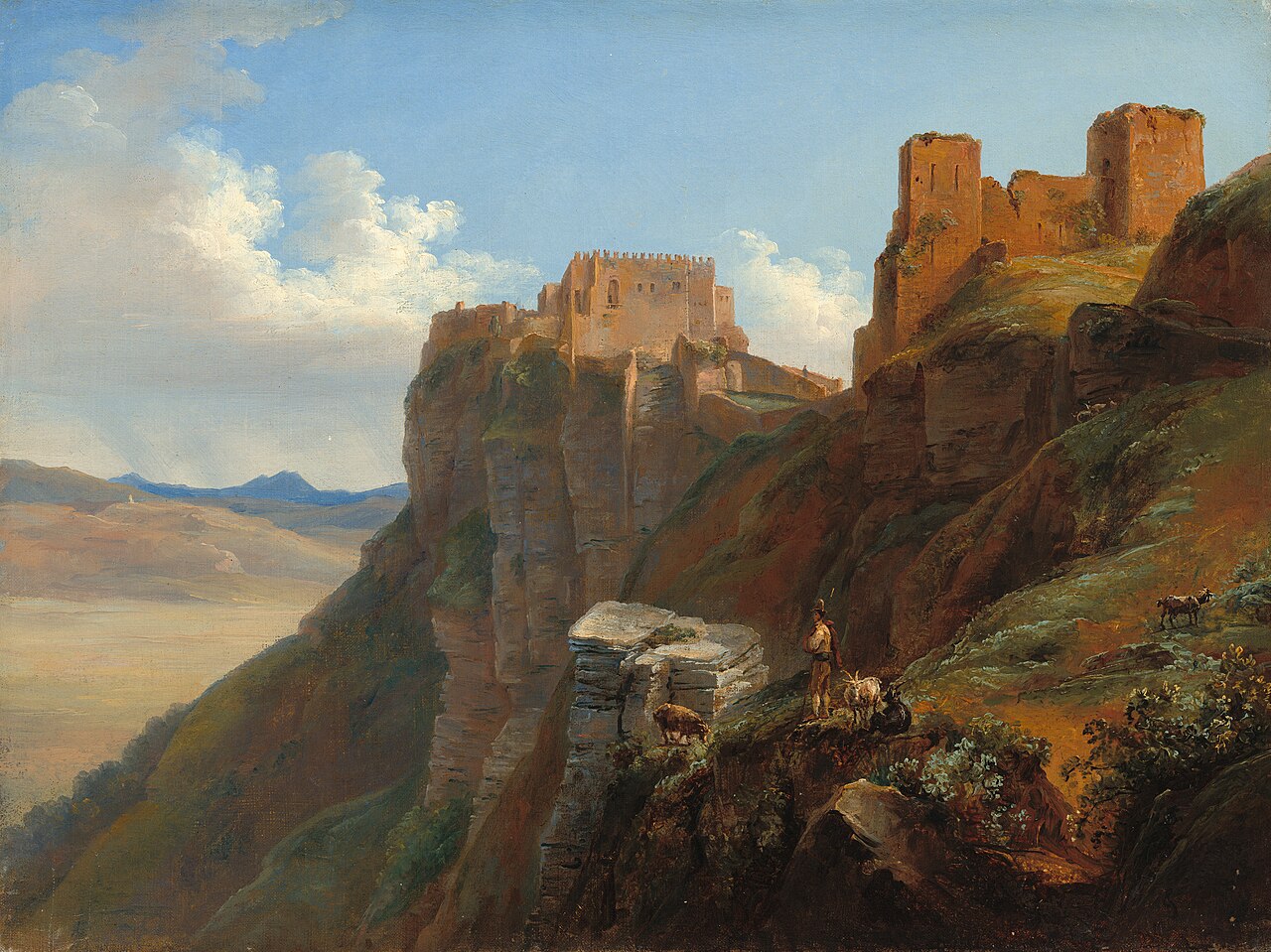 View of the Castello di San Giuliano, near Trapani, Sicily by Louise-Joséphine Sarazin de Belmont