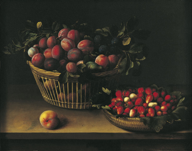 Corbeille de prunes et panier de fraises by Louise Moillon
