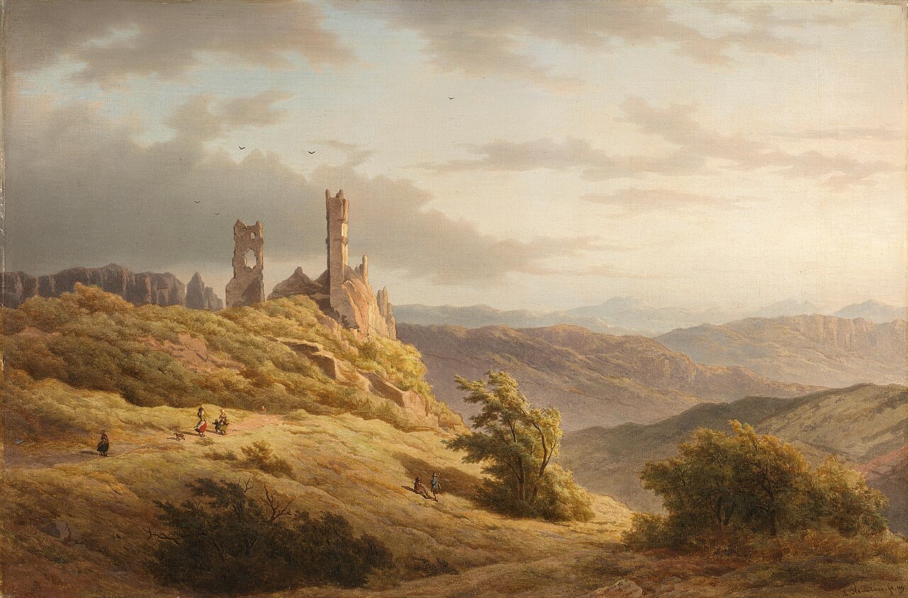 Hilly Landscape with a Ruin by Louwrens Hanedoes