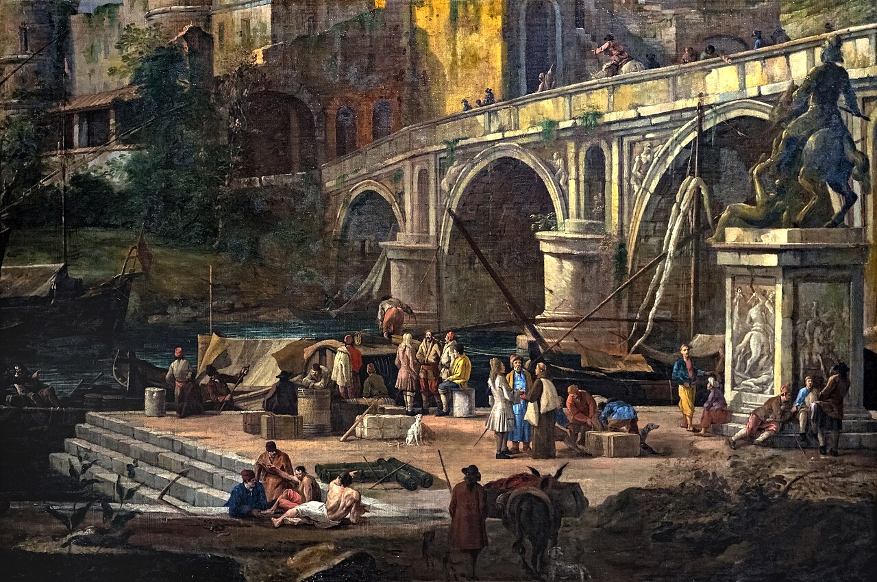 View of the river port by Luca Carlevarijs